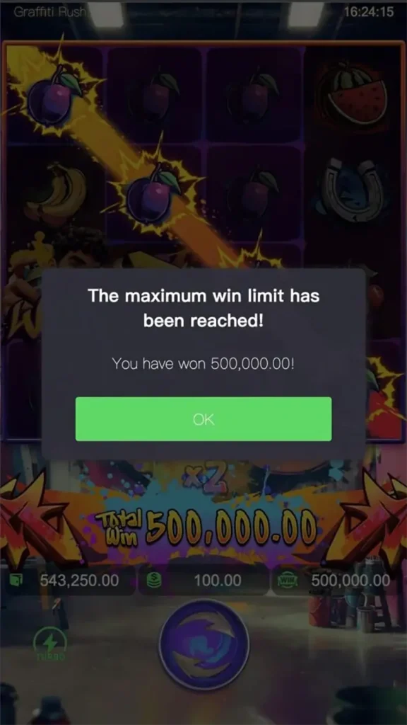 อัตราการจ่ายเงินรางวัลสูงสุด Graffiti Rush (Maximum Win)