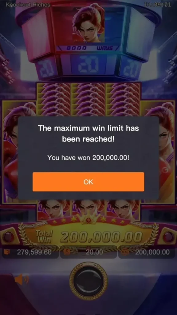 อัตราการจ่ายเงินรางวัลสูงสุด Knockout Riches (Maximum Win)