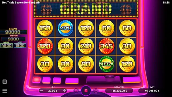 รูปแบบเกม Hot Triple Sevens Hold Win