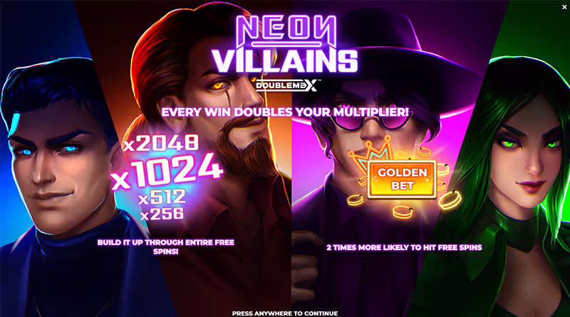Neon Villains DoubleMax จากYGGDRASIL GAMING สล็อตYGGDRASIL